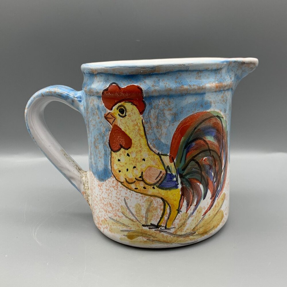 Mesa International Handcrafted in Hungary White Ceramic Small Pitcher w/Chicken